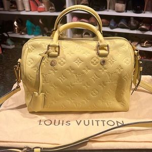 RARE LOUIS VUITTON LV Speedy Yellow Leather Empreinte Shoulder Bandoulière MM